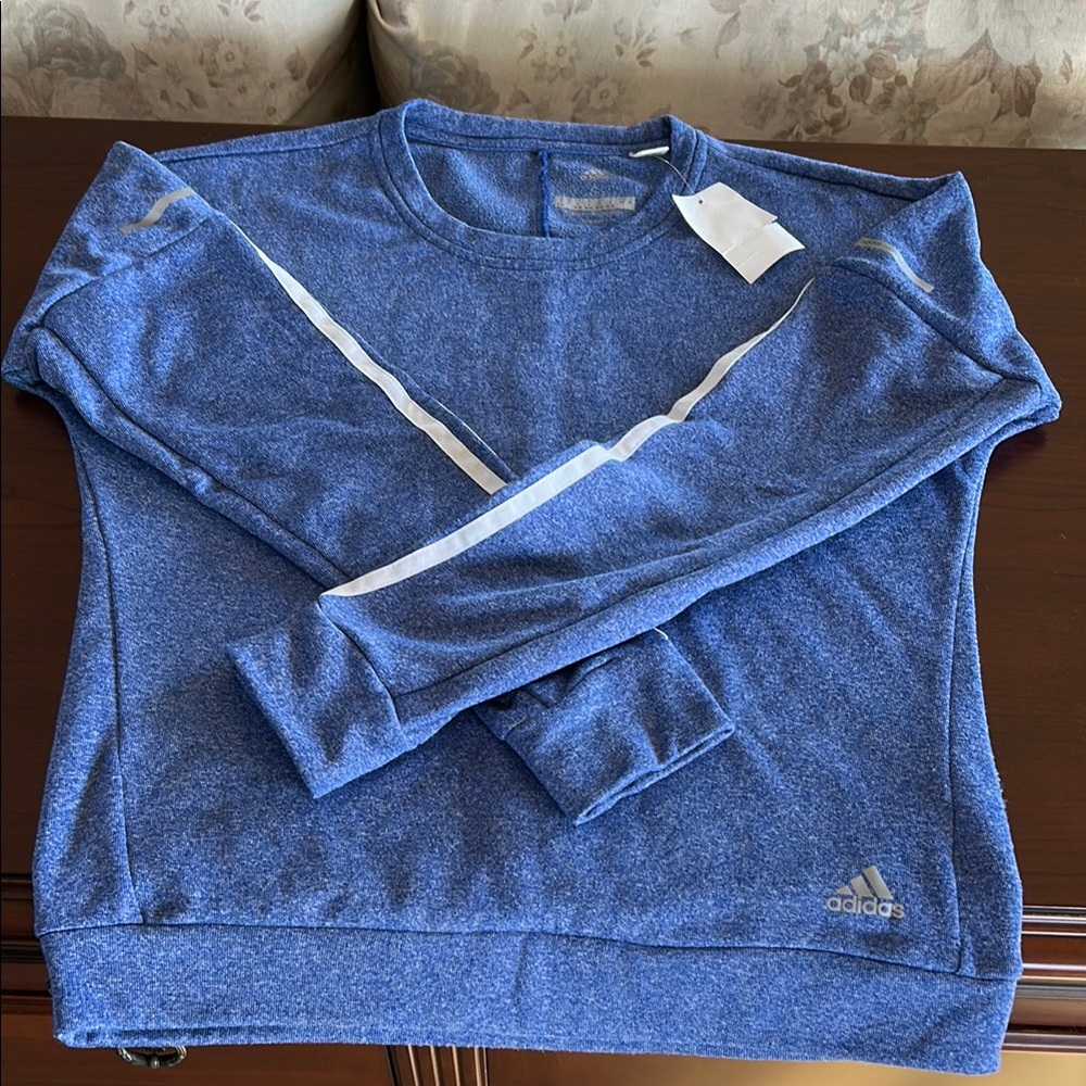 Adidas Heathered Blue Crewneck Sweater